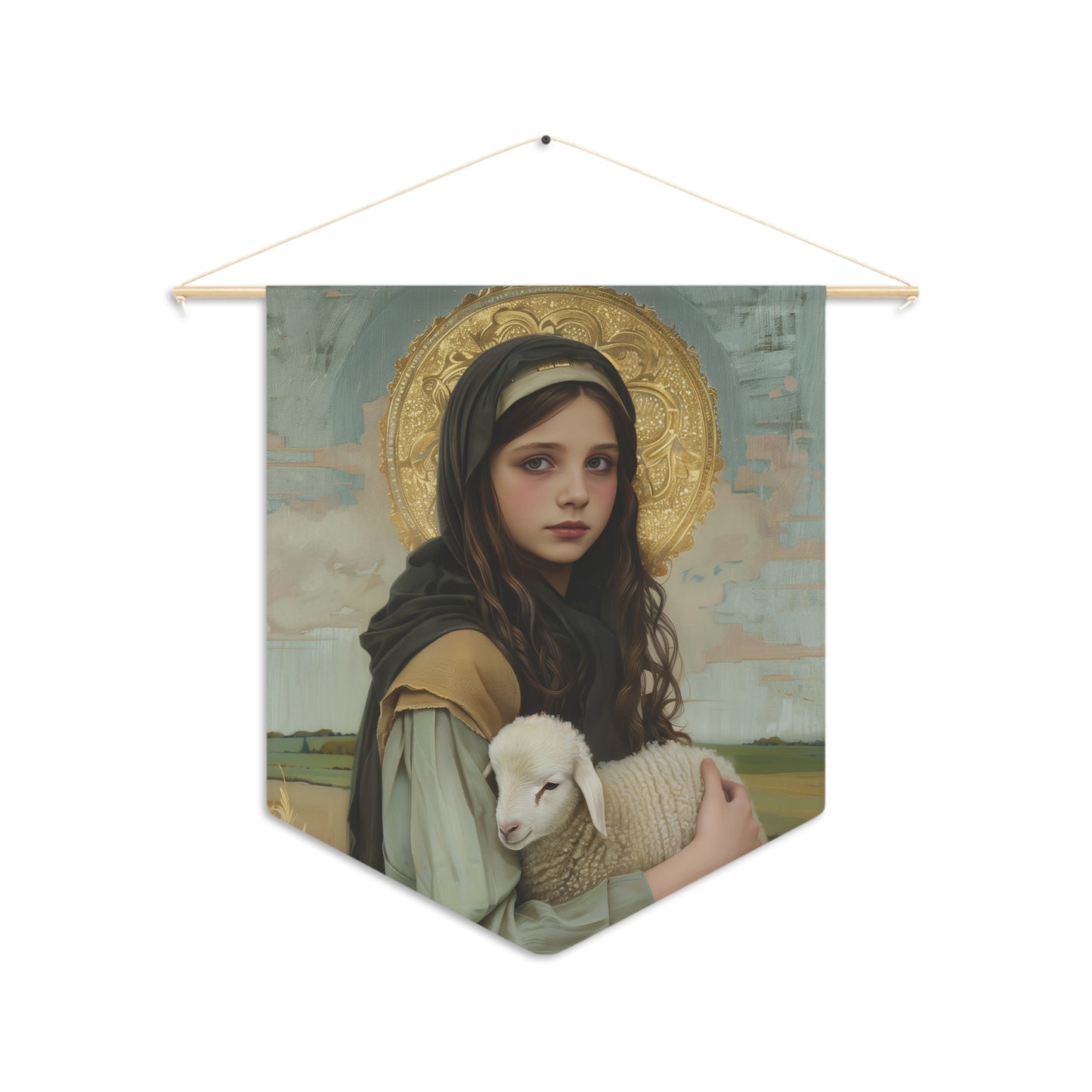 Saint Belina Wall Banner / Wall Hanging / Pennant - Religious Wall Tapestry for Prayer room or Home - Catholic Art - 18" x 21"