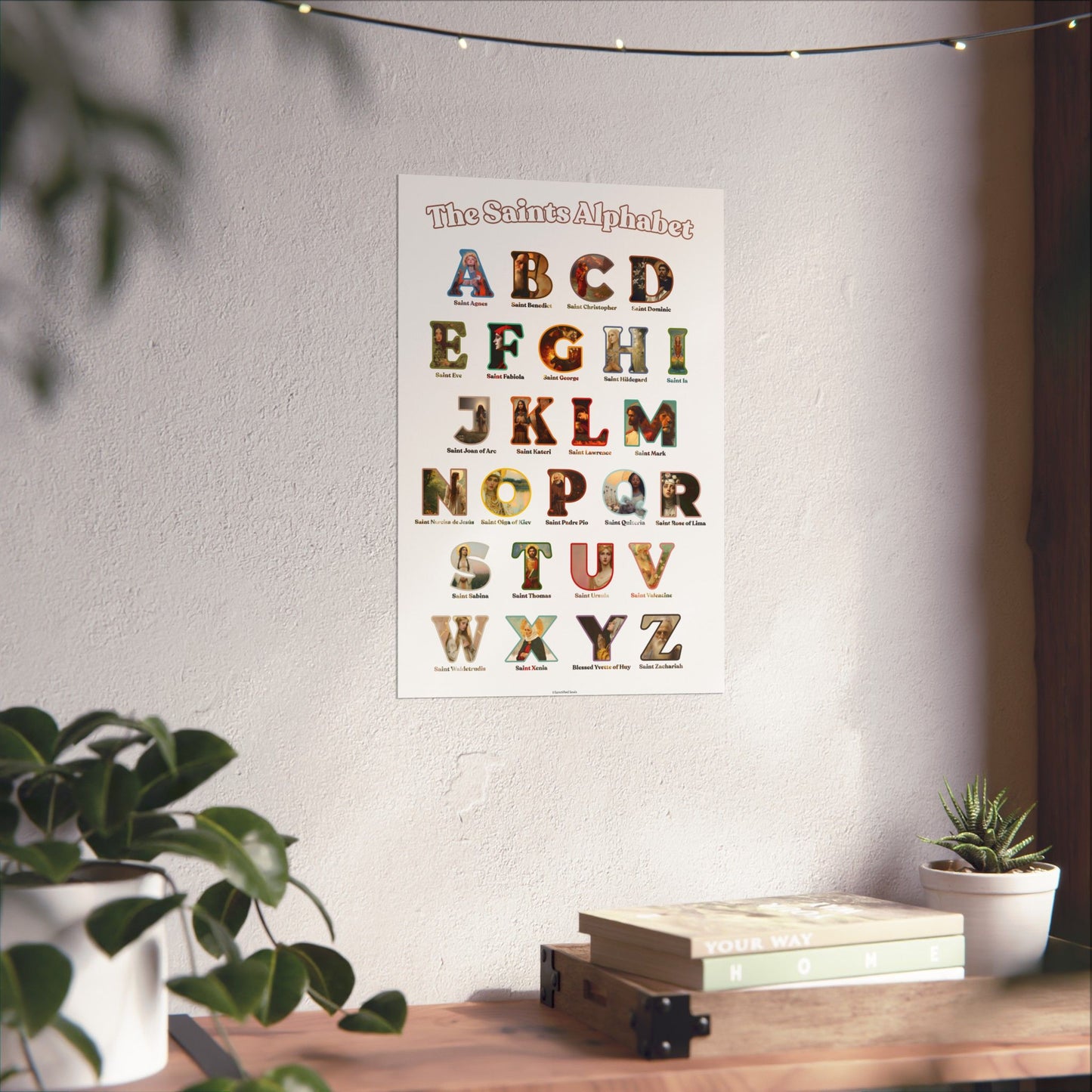 Catholic Saints ABC Print - Alphabet Poster - A to Z Saints Wall Art - Catholic Saints Chart- Classroom / Homeschool - Saints of the Church