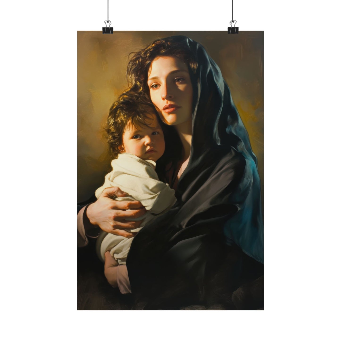 A mother's Gentle Embrace - Mary and The Christ Child - Sanctified Souls Print - Multiple Sizes - Premium Posters - Catholic Art - Christian