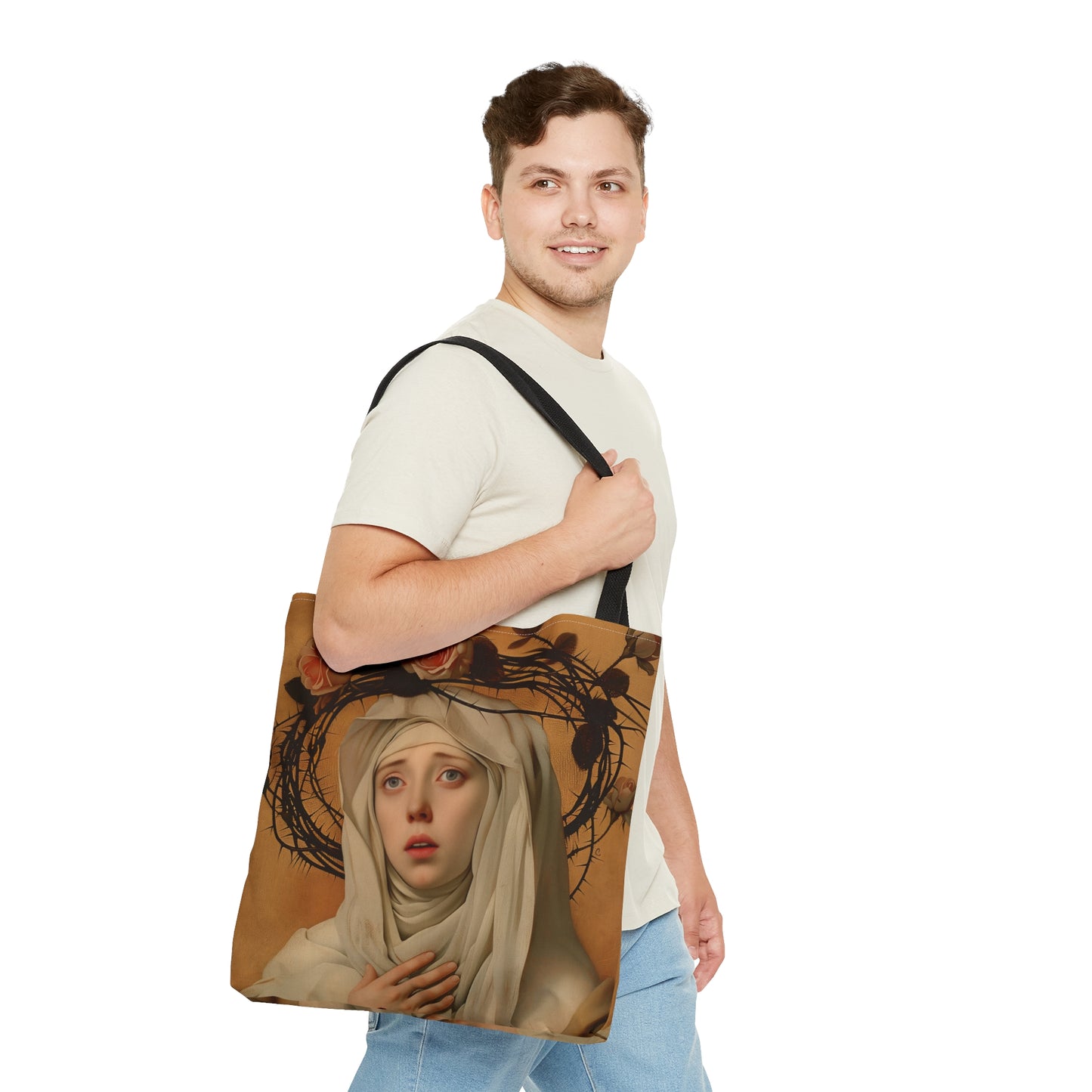 Saint Catherine de Ricci Tote Bag - Large Medium Small Faith Art Bag - Catholic Faith Art purse - Double Sided