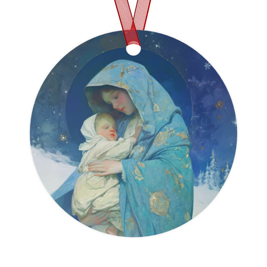 Snowfall of Grace: Our Lady's Blessing Metal Ornament - Religious Holiday Christmas Keepsake - Religious Catholic Tree Ornament - Holiday