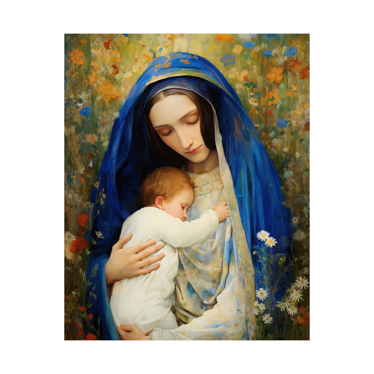 The Eternal Mother Mary and the Infant Jesus - Sanctified Souls Print - Multiple Sizes - Premium Matte Vertical Posters