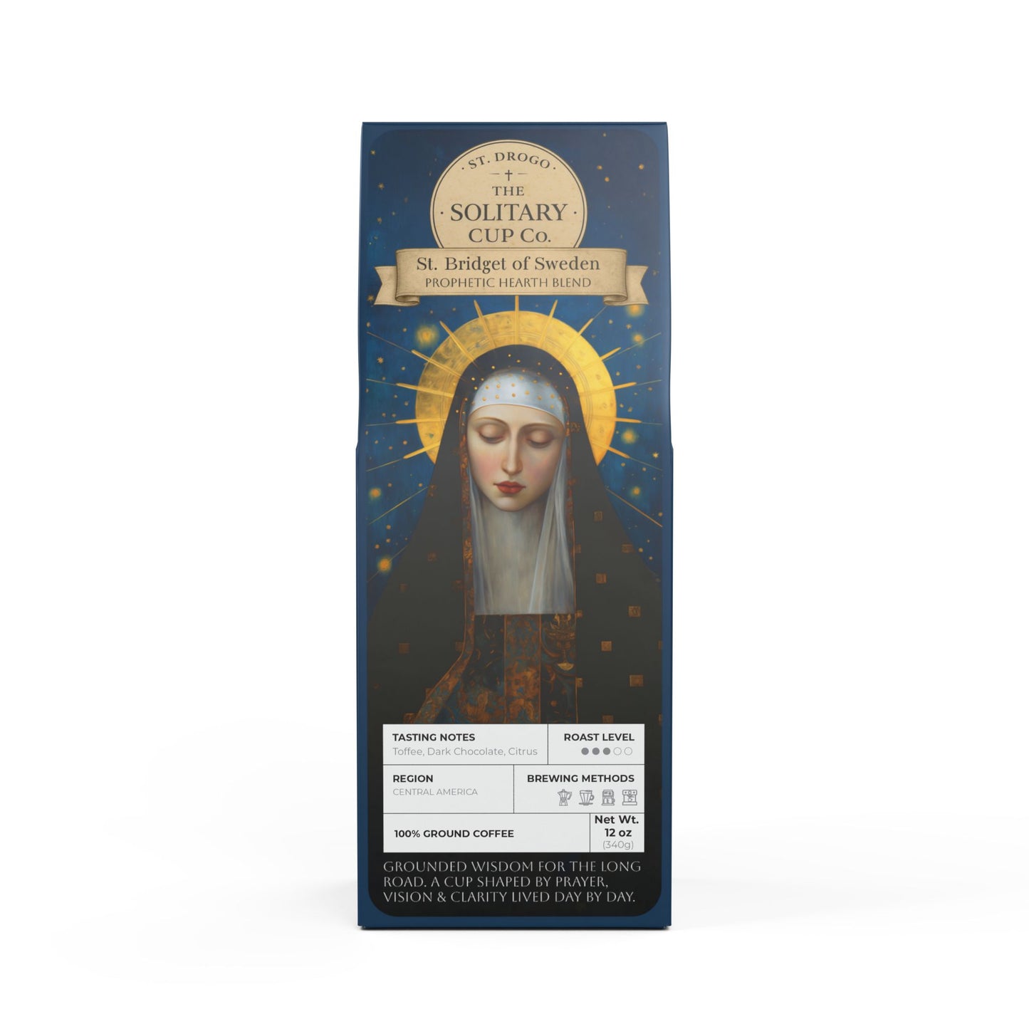 St. Bridget of Sweden - Prophetic Hearth Blend (Medium Roast) - St. Drogo - The Solitary Cup Co. - Artisan Catholic Saint Inspired Coffee - 12 oz.