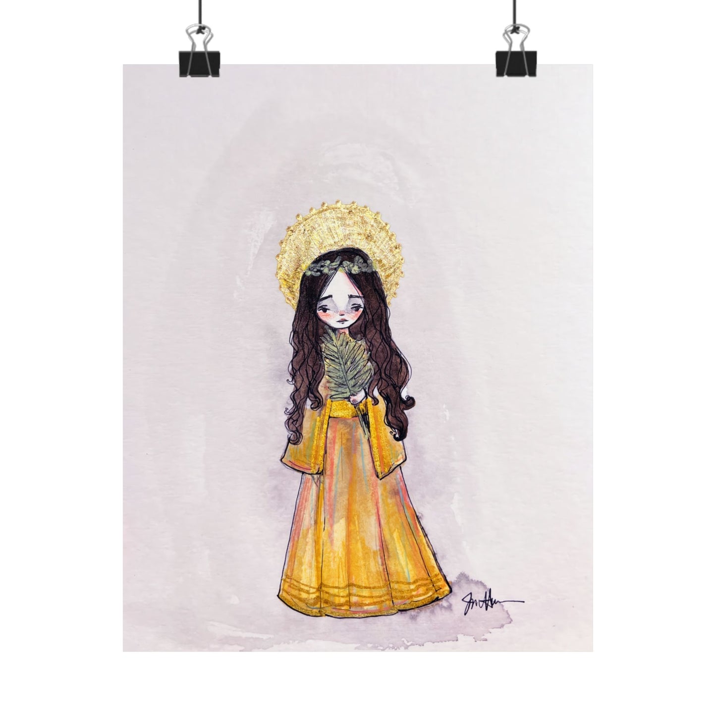 Saint Charity Poster - Hand-Drawn Art | Catholic Art Print | Faith Hope and Charity Youngest Sister | Devotional Wall Art