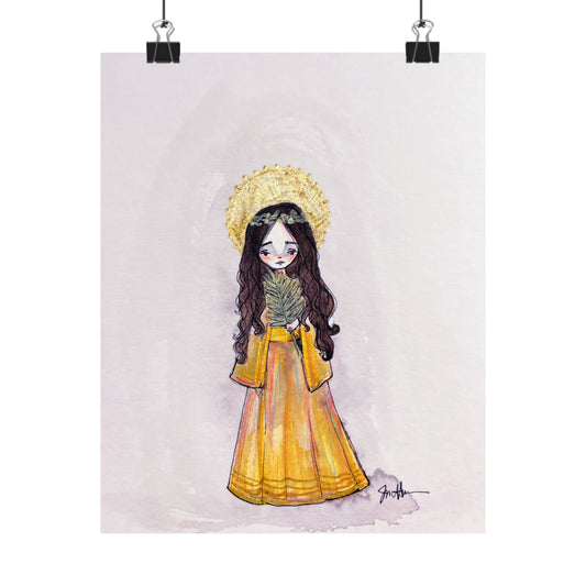 Saint Charity Poster - Hand-Drawn Art | Catholic Art Print | Faith Hope and Charity Youngest Sister | Devotional Wall Art