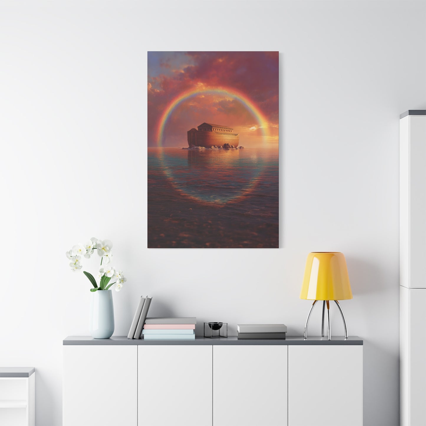 Sheltered Beneath the Covenant Sky - Noah's Ark - Gallery Wrapped Canvas - Print - Religious Art for your Home - Catholic