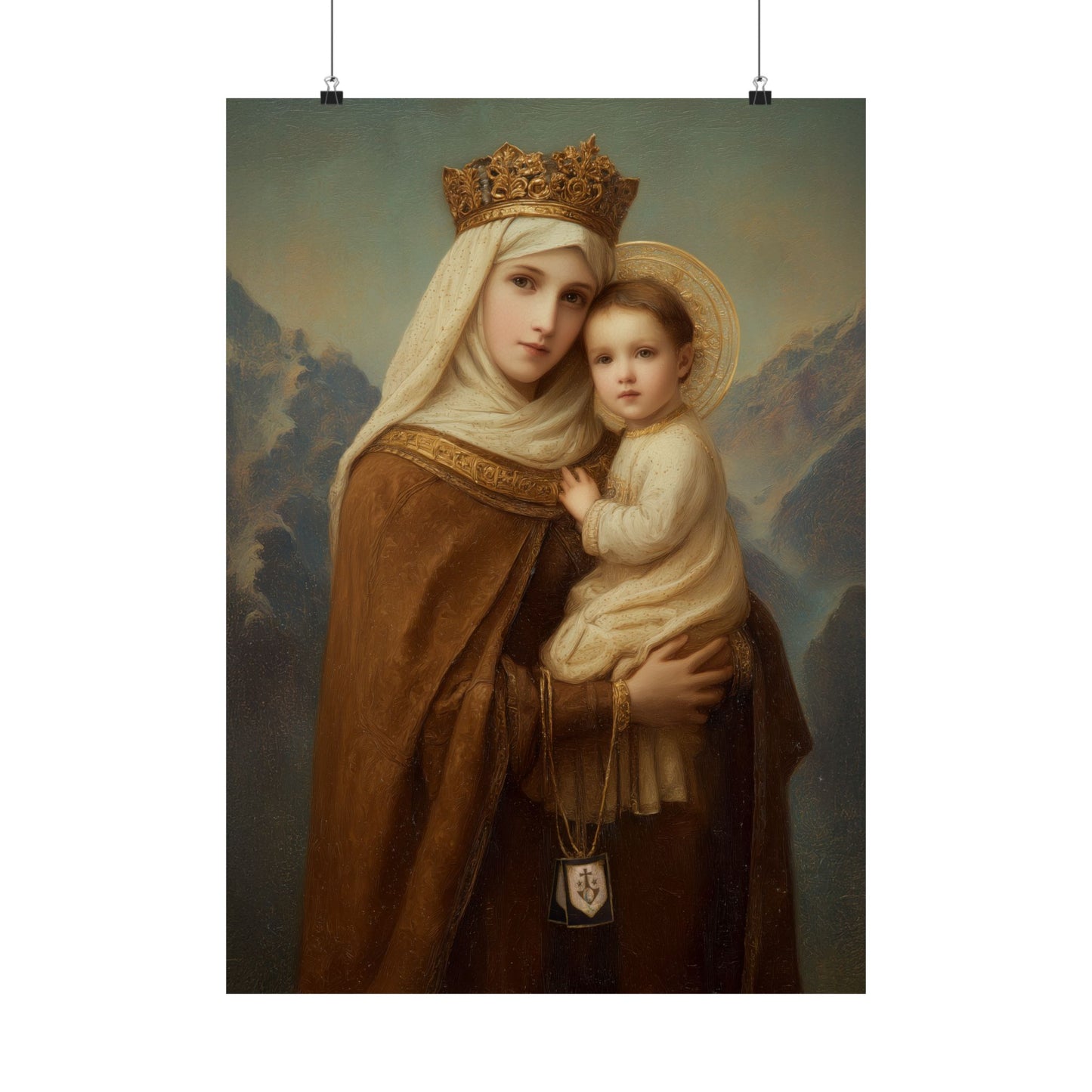 A Cord Between Heaven and Earth - Our Lady of Mount Carmel - Sanctified Souls Print - Multiple Sizes - Premium Matte Vertical Posters