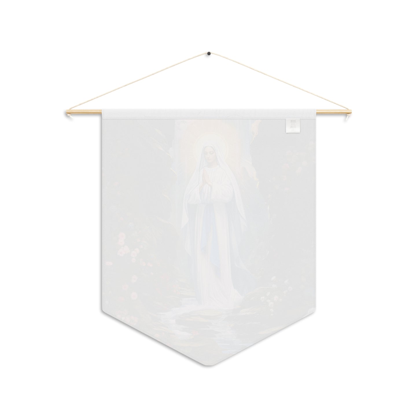 Our Lady of Lourdes Wall Banner / Wall Hanging / Pennant - Prayer room art - Catholic - Mary Blessed Virgin Art for your home - 18" x 21"