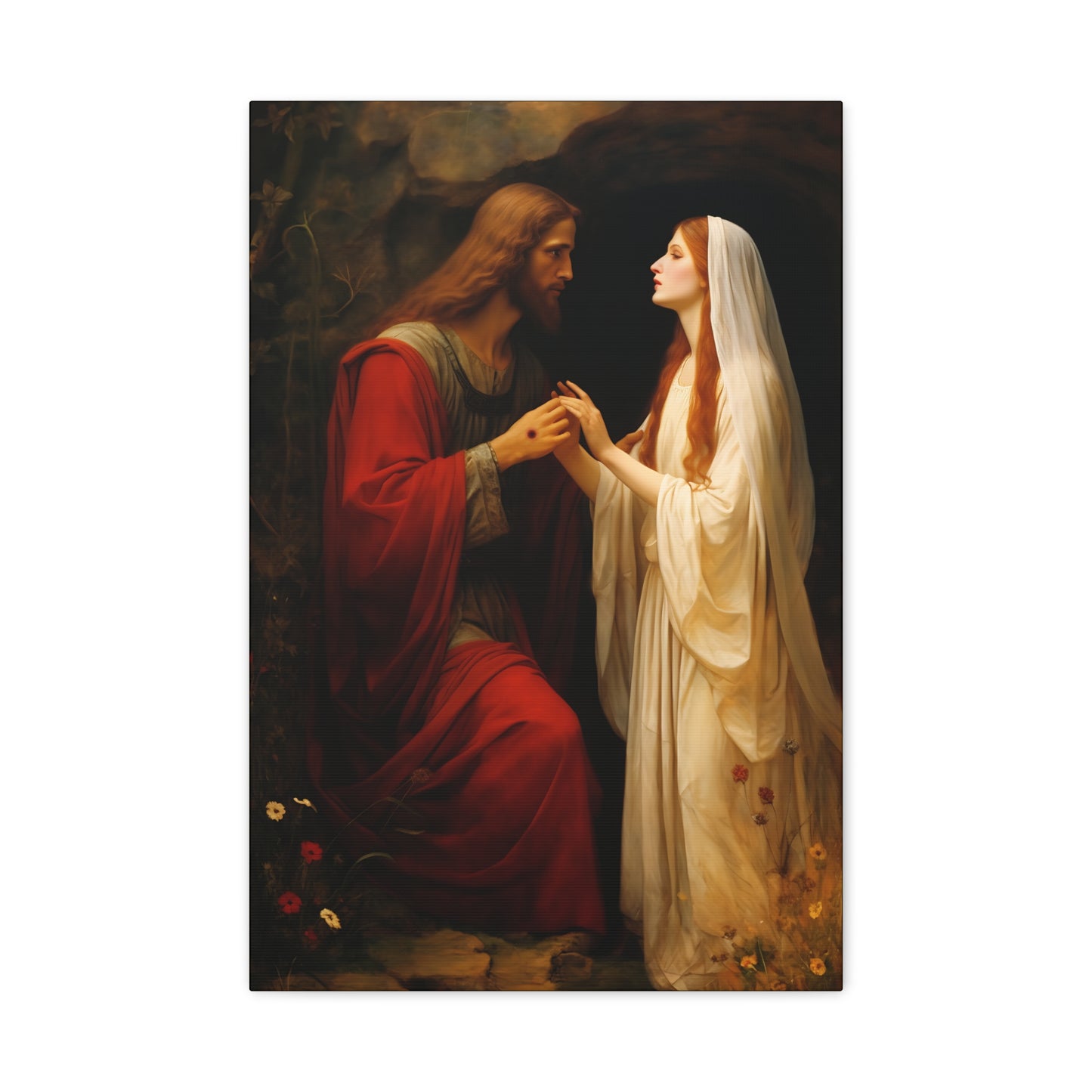 Revelation of Redemption Mary Magdalene and the Risen Christ - Gallery Wrapped Canvas - Sanctified Souls Print - Religious Art for your Home