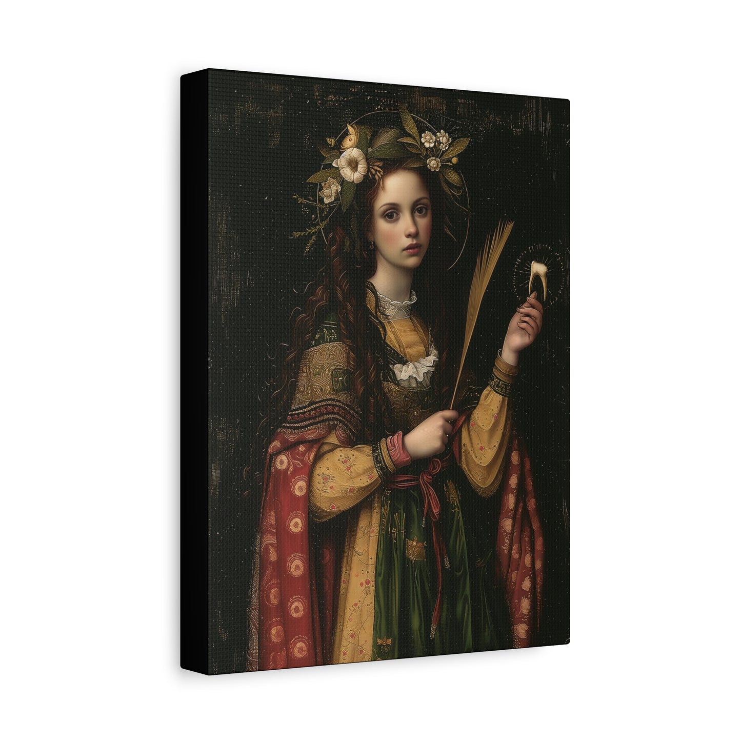 Saint Apollonia - Museum Wrapped Canvas - Print - Religious Art for your Home - Catholic art print - prayer room art