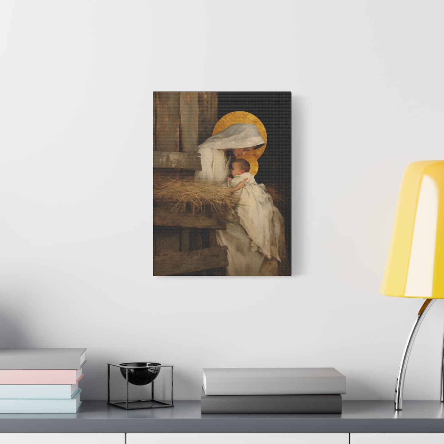 Our Lady of the Manger - Mother Mary and the Christ Child - Gallery Wrapped Canvas - Print - Religious Art for your Home - Catholic