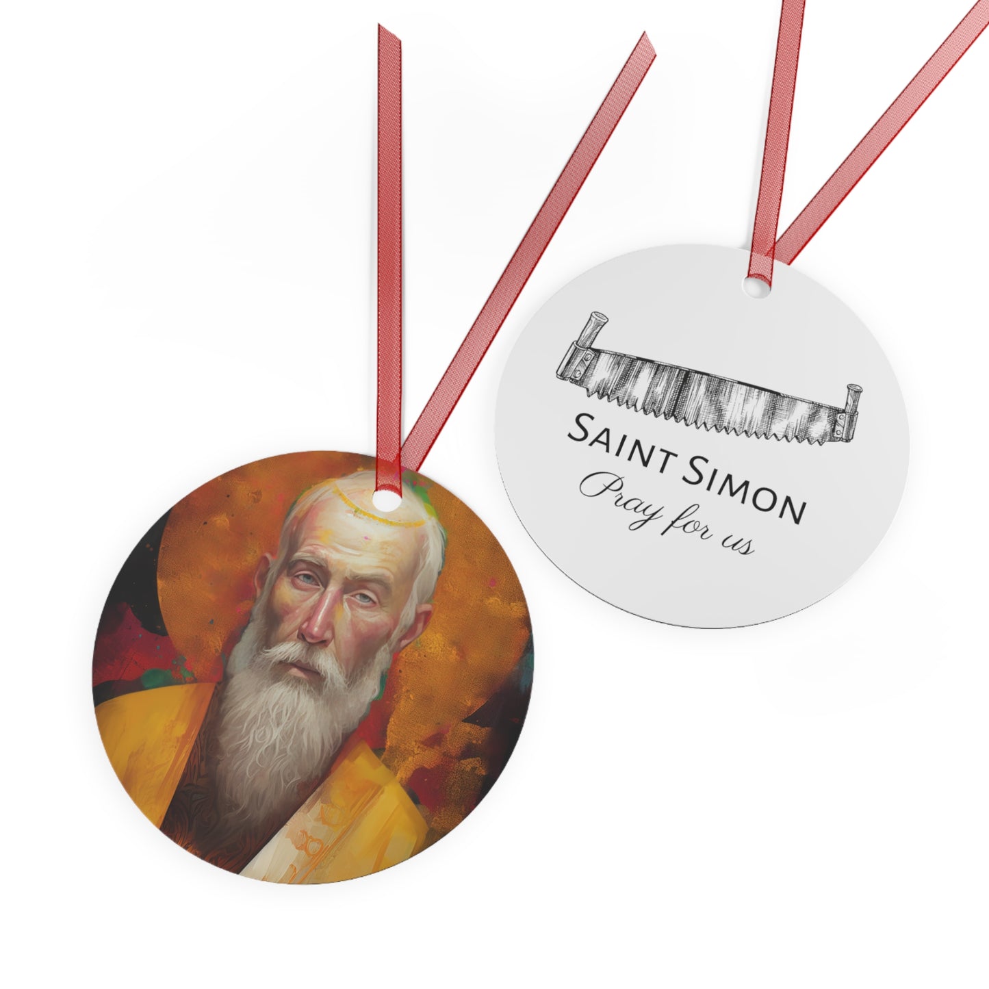 Saint Simon the Apostle - Religious Holiday Christmas Ornament and Keepsake - Double sided Keepsake Religious Ornament