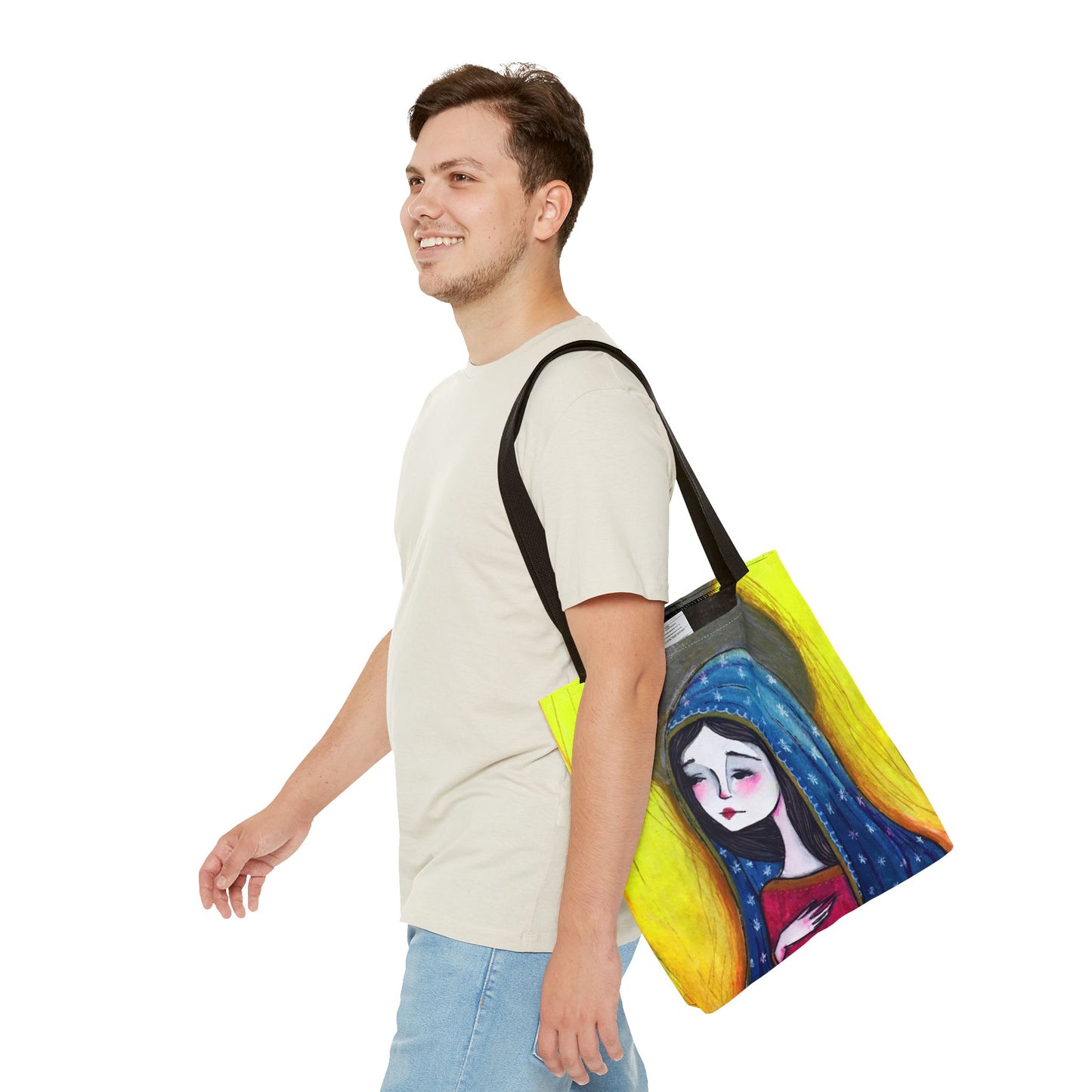 Our Lady of Guadalupe Tote - Hand-Drawn Catholic Art - Prayer Bag | Marian Devotional Tote | Sanctified Solocosmo Religious Tote