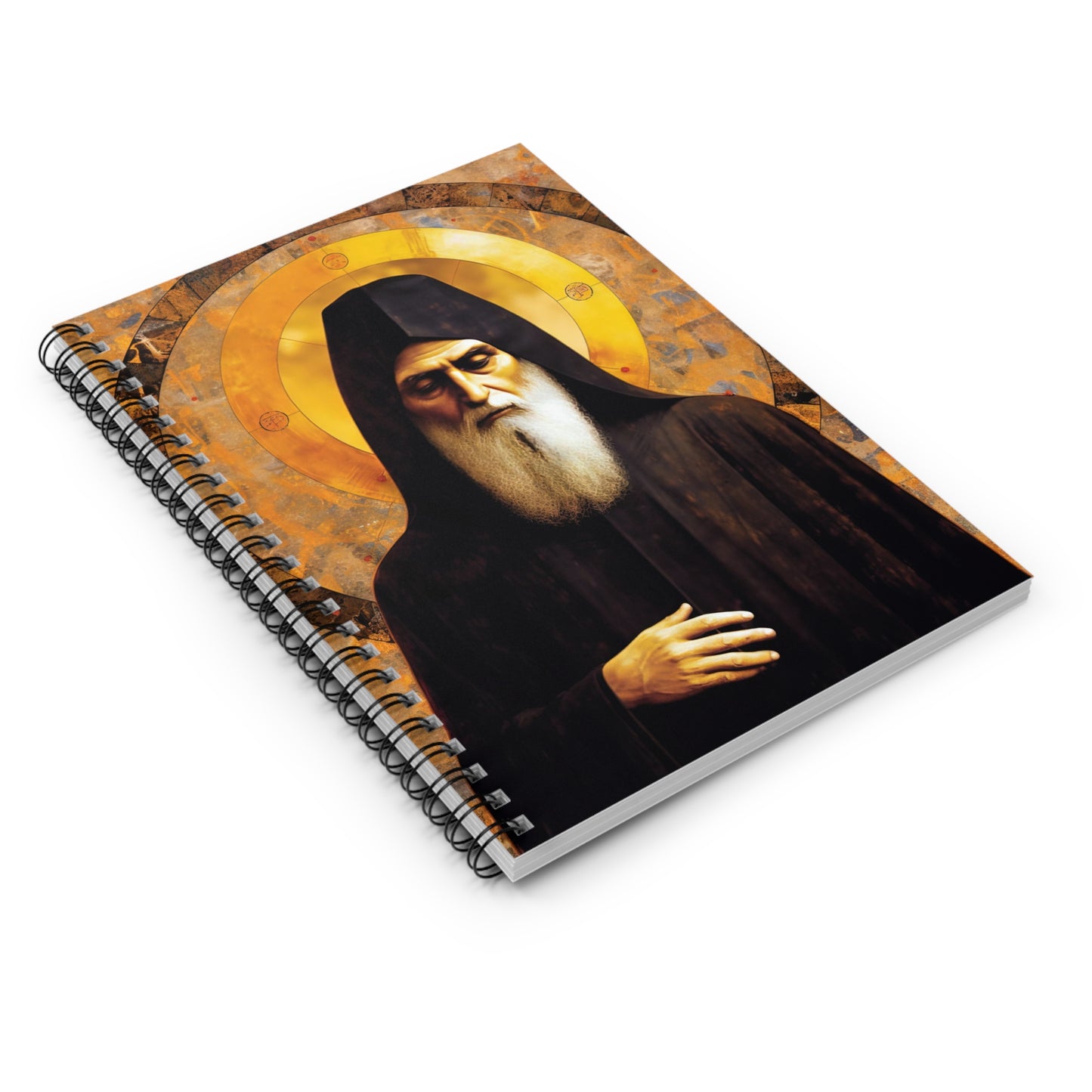 Saint Charbel Makhlouf Journal - Sanctified Souls Art - Religious Based Notebook - Spiral Notebook - Ruled Line - Catholic Art Journal