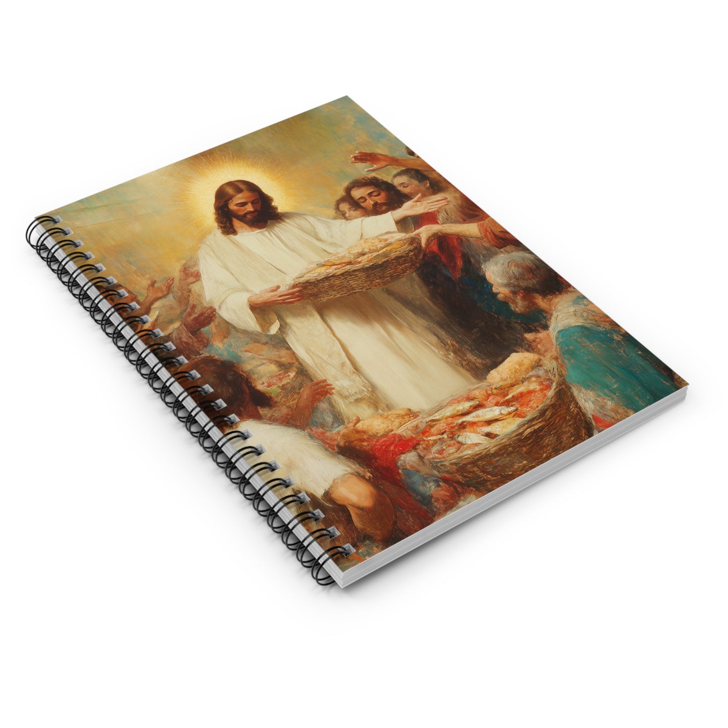 The Quiet Multiplication of Love : Loaves and Fishes - Sanctified Souls Art - Religious Based Notebook - Spiral Notebook