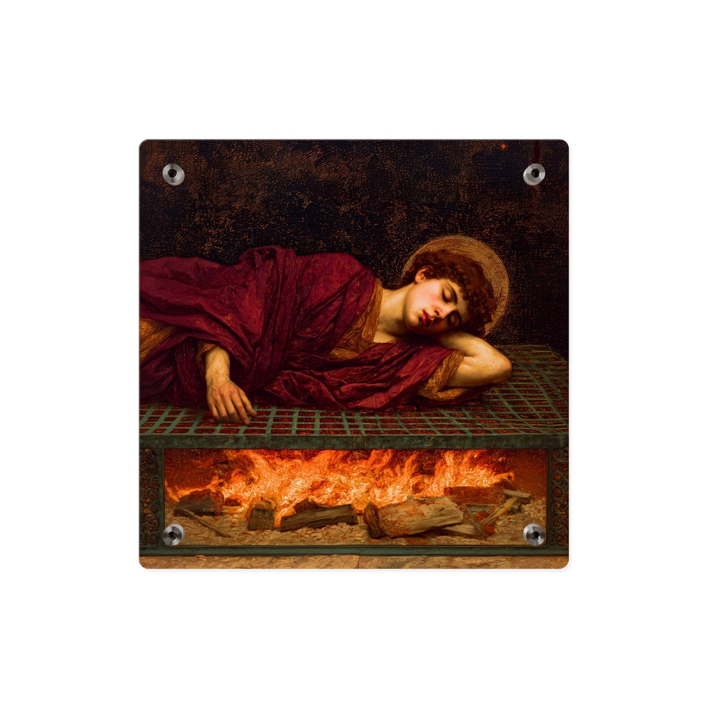 Saint Lawrence Wall Art Panel - Ready to Hang Acrylic Print - Catholic Saint Art - Patron Saint Print - No Frame needed