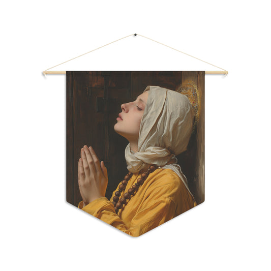 Saint Yvette of Huy Pennant / Banner / Wall Hanging - Prayer room art - Catholic Home Art - Large Saint Art for your home - 18" x 21"