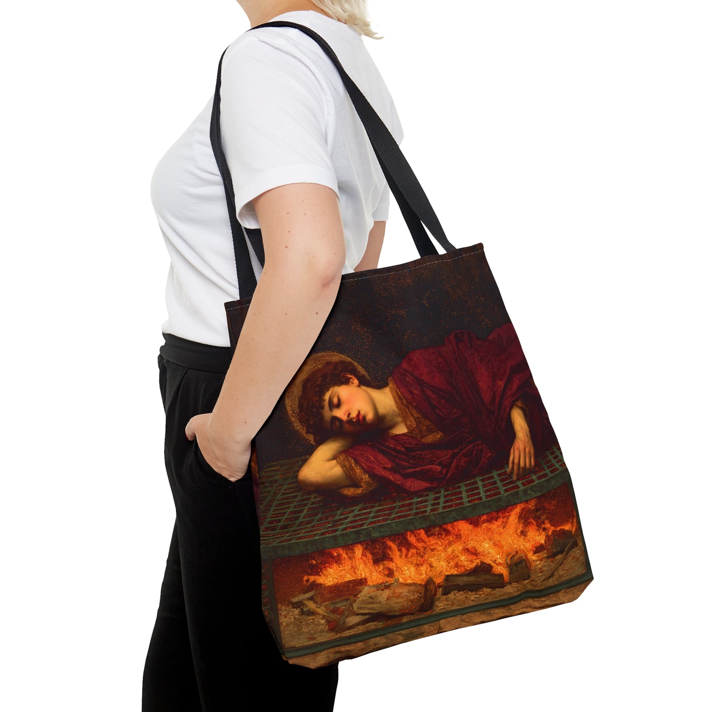 Saint Lawrence - Tote Bag - Large Medium Small Faith Art Bag - Bible Study Faith Purse - Double Sided
