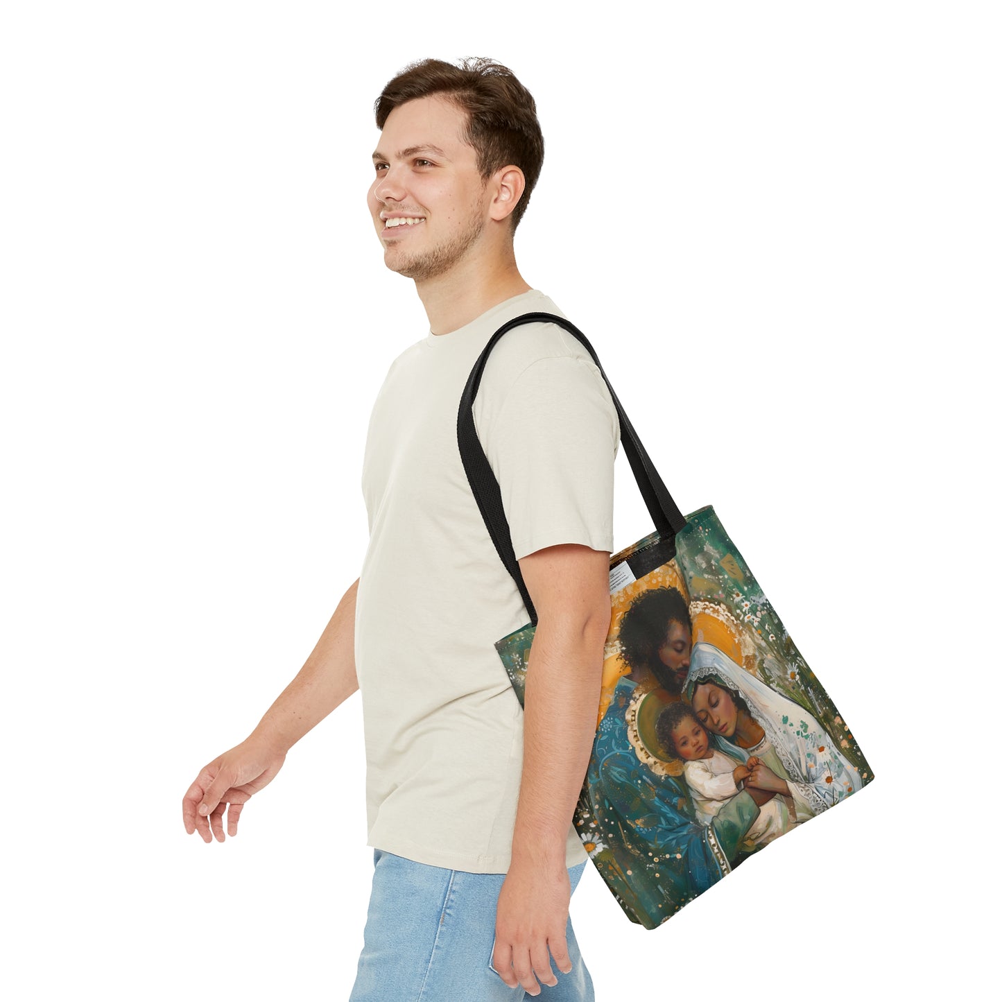 Sacred Sanctuary - Mary, Joseph, and the Infant Jesus Tote Bag - Large Medium Small Faith Art Bag - Holy Family Purse - Double Sided