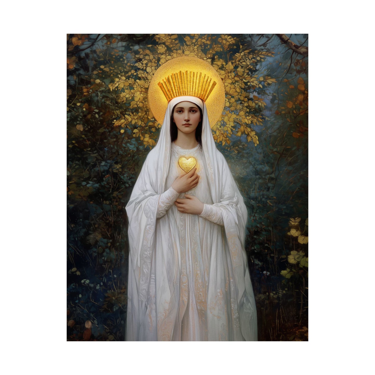 Our Lady of Beauraing - Our Lady of the Golden Heart - Marian Art - Sanctified Souls Print - Multiple Sizes - Premium Vertical Posters