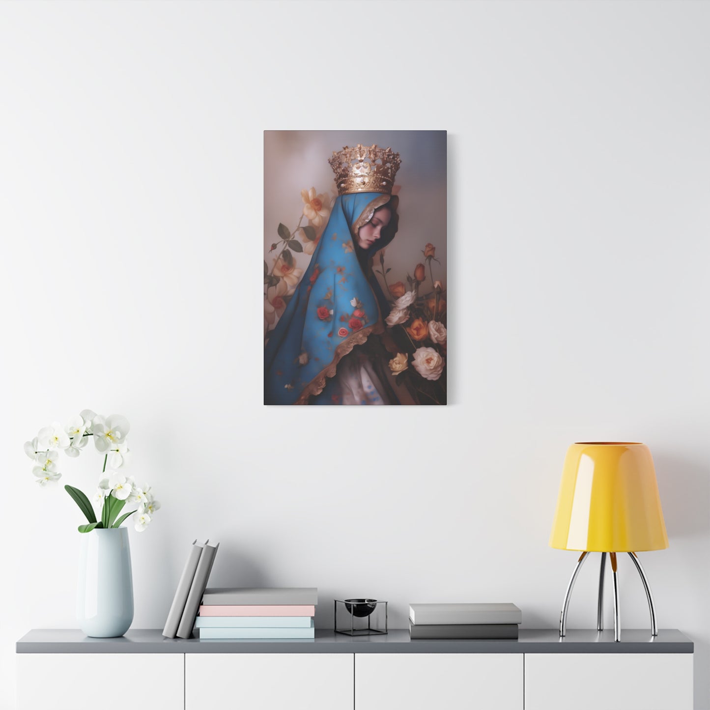 Our Lady of the Roses - Gallery Wrapped Canvas - Print - Religious Art for your Home - Catholic Art