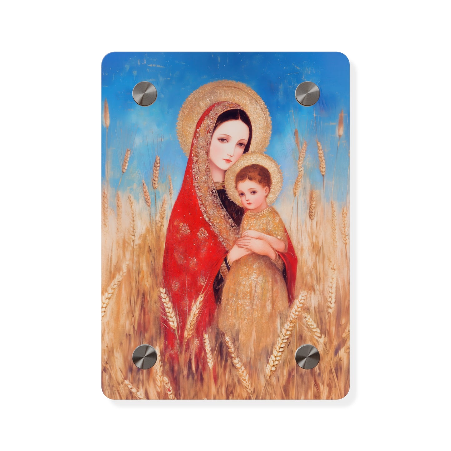 Our  Lady of the Harvest - Wall Art Panel - Ready to Hang Acrylic Print - Catholic Saint Art - Patron Saint Print