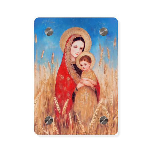 Our  Lady of the Harvest - Wall Art Panel - Ready to Hang Acrylic Print - Catholic Saint Art - Patron Saint Print