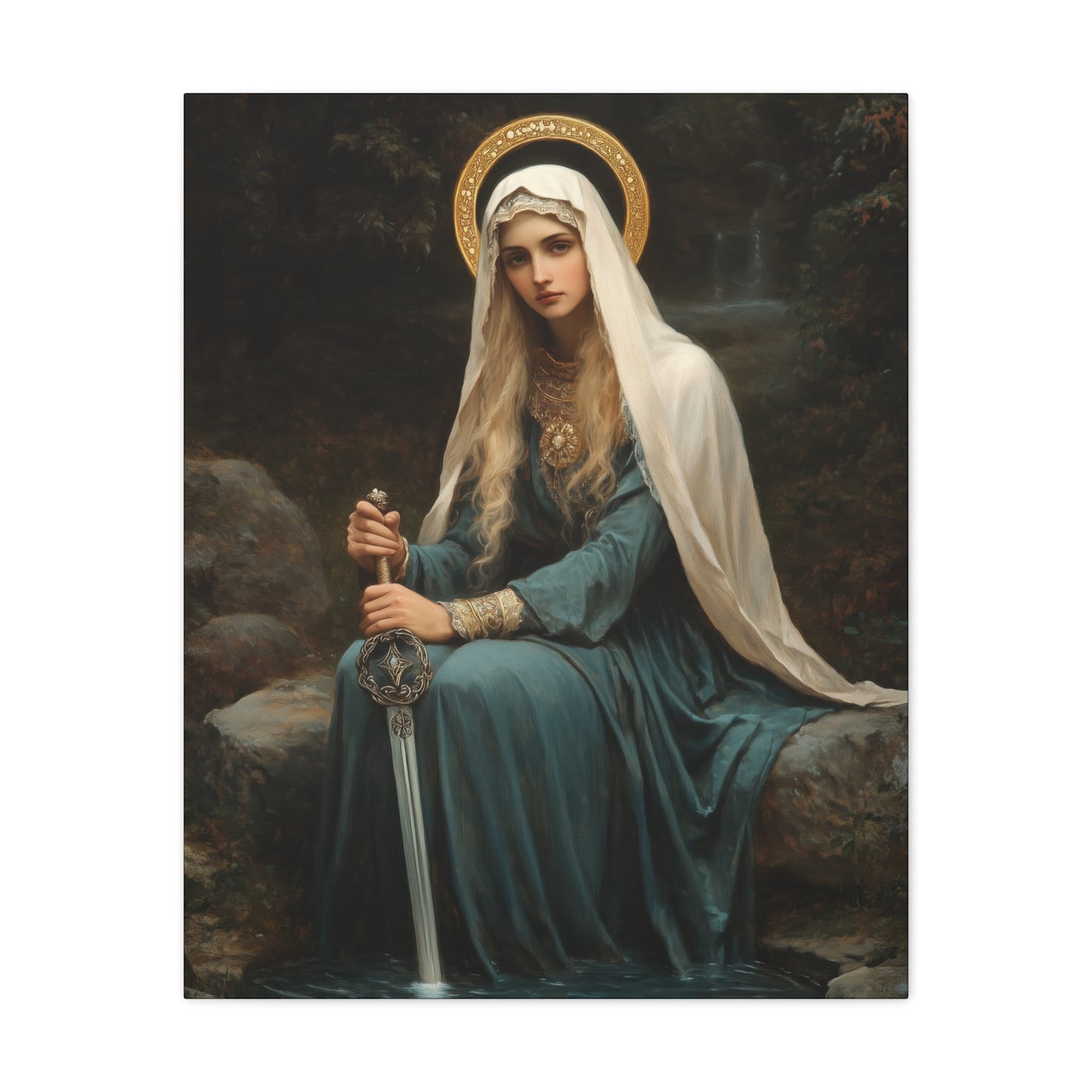 Saint Winifred - Museum Wrapped Canvas - Print - Religious Art for your Home - Christian print - Prayer Room Art - Catholic