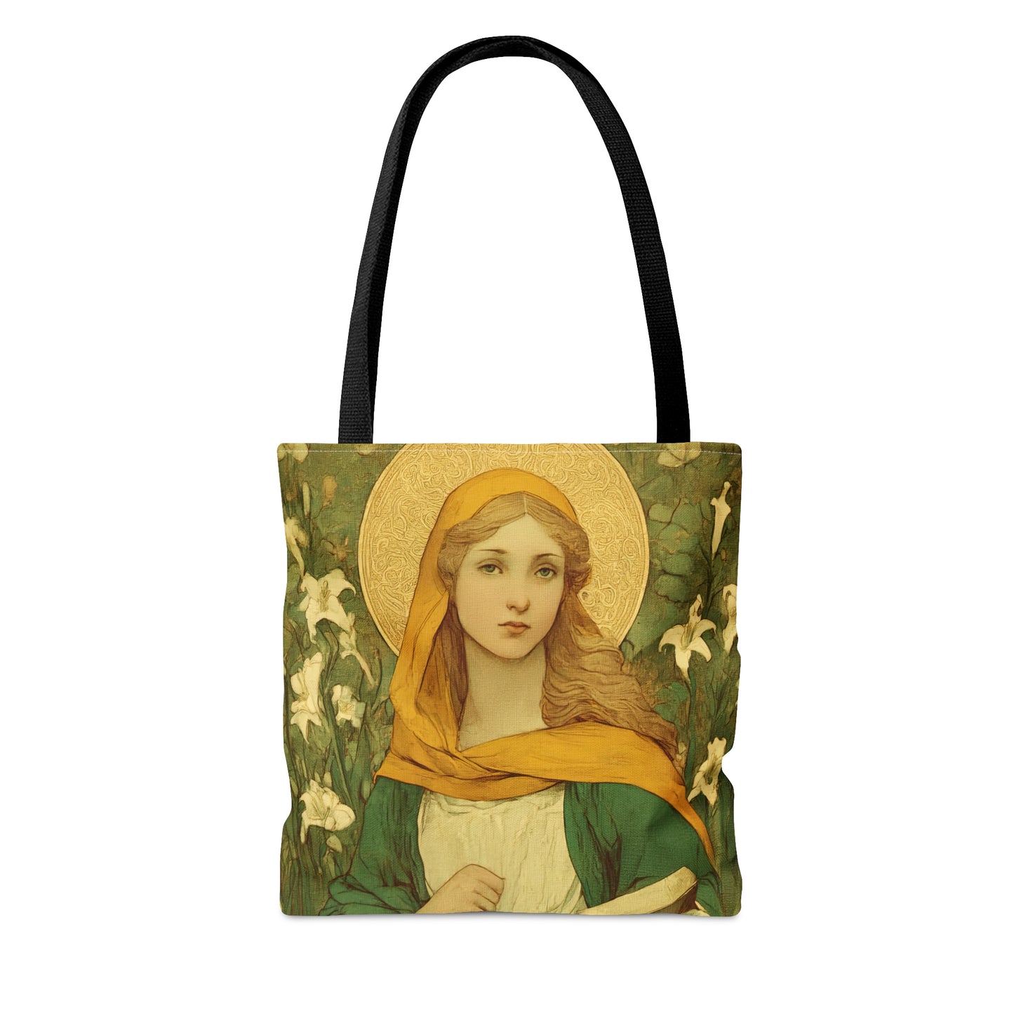 Saint Dymphna Tote Bag - Large Medium Small Faith Art Bag - Catholic Faith Purse - Double Sided