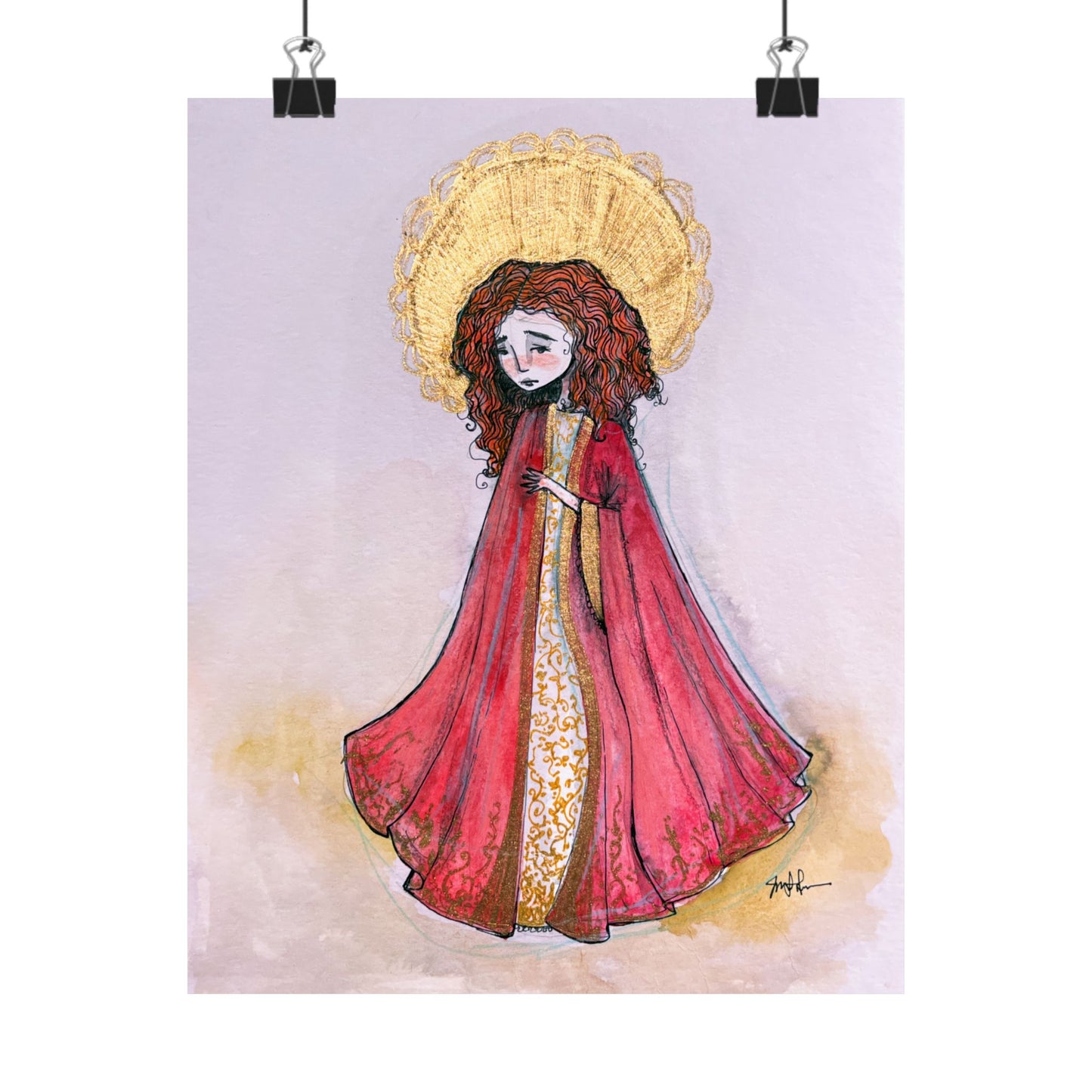 Saint Bibiana Hand-Drawn Catholic Art Print | Christian Devotional Wall Art | Sanctified Solocosmo Religious Poster