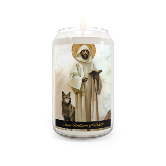Saint William of Vercelli - Scented Prayer Candle, 13.75oz -  Candle - Catholic Art - prayer room Scented Candle - Religious gift