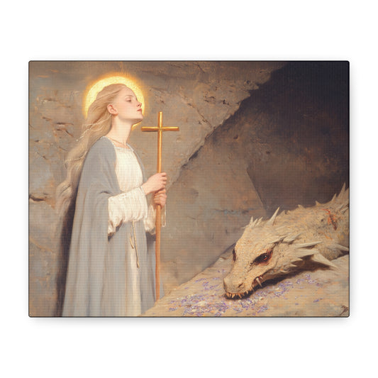 Saint Margaret of Antioch -  Museum Wrapped Canvas - Sanctified Souls Print - Religious Art for your Home - Catholic Patron Saint Art