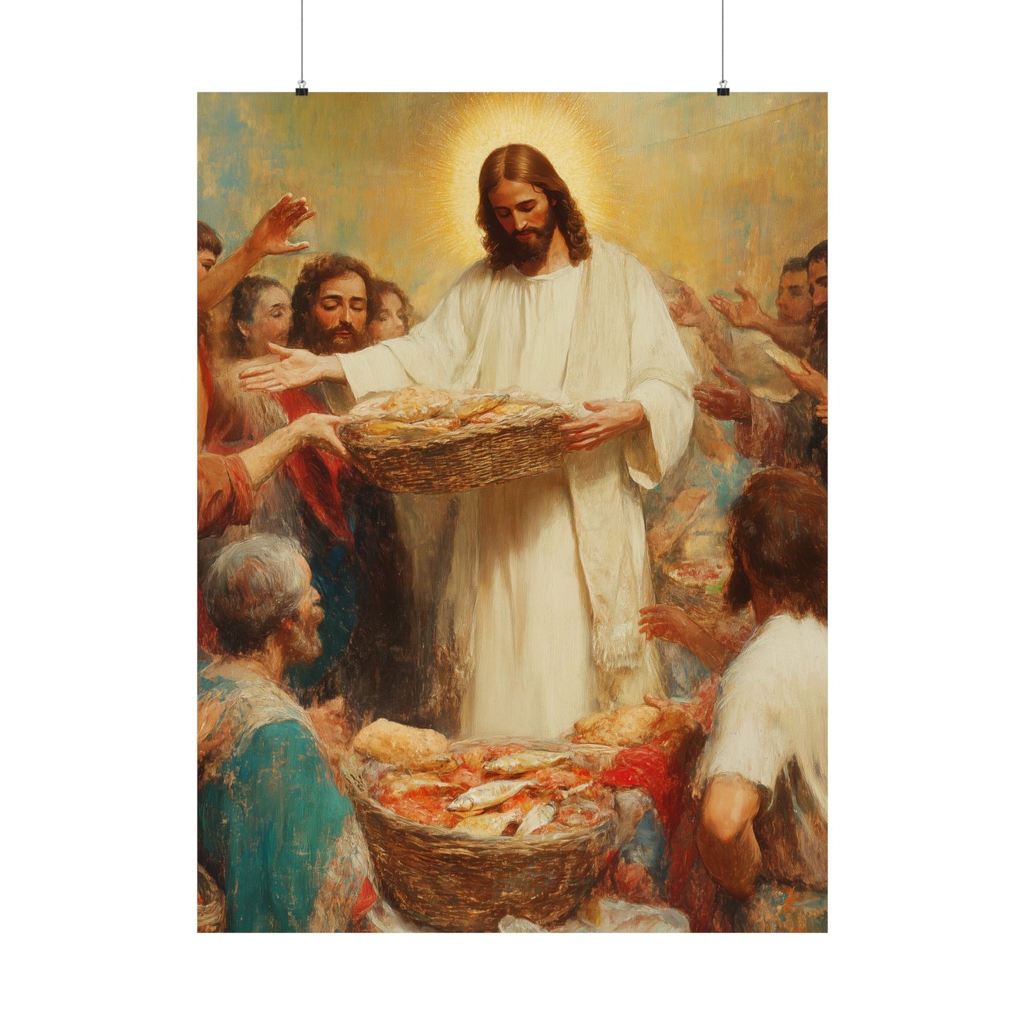 The Quiet Multiplication of Love : Loaves and Fishes - Sanctified Souls Print - Multiple Sizes - Premium Matte Vertical Posters