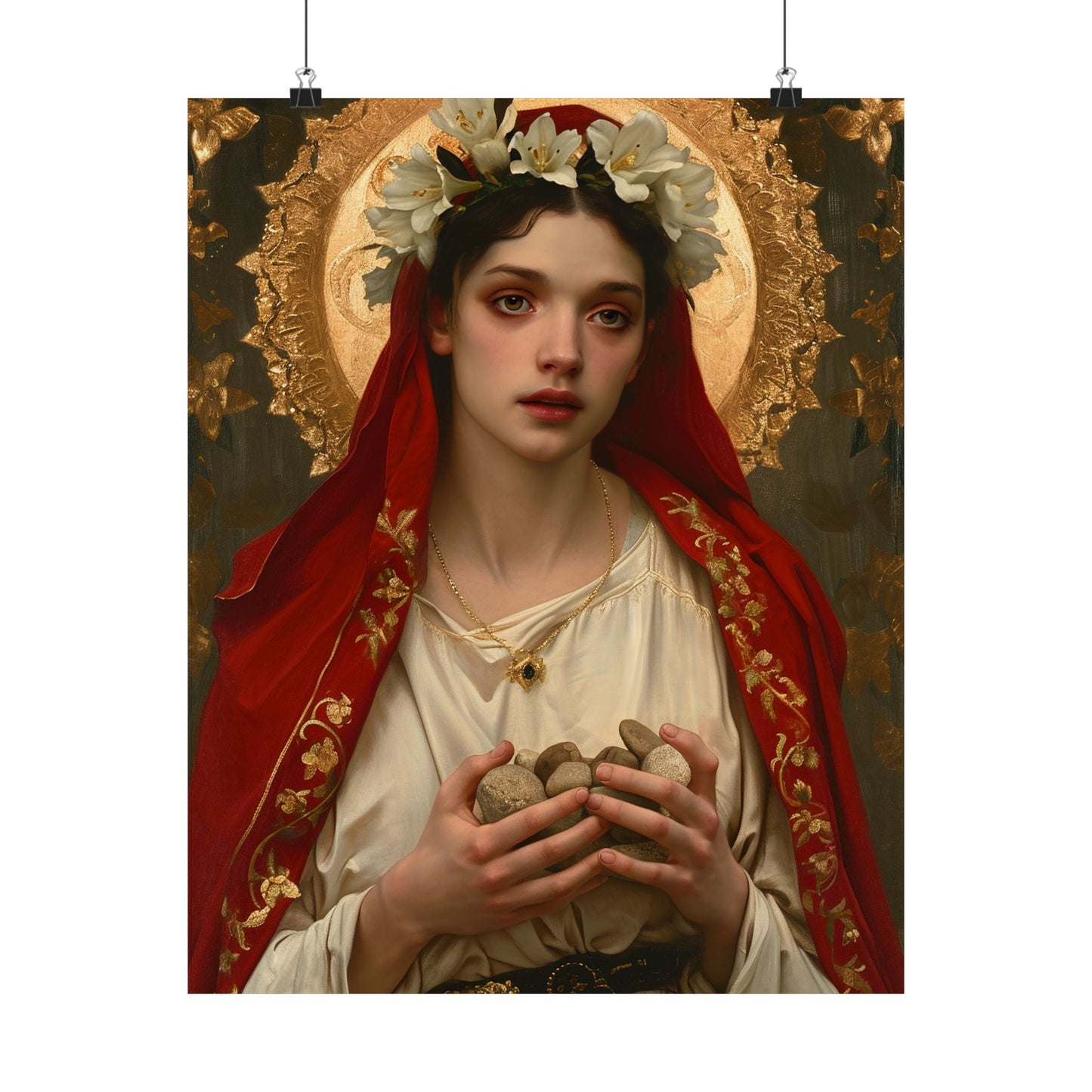 Saint Emerentiana - Sanctified Souls Print - Multiple Sizes - Premium Matte Vertical Posters - Catholic Poster Art for your home