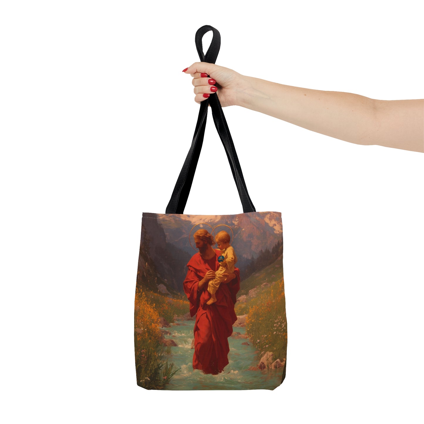 Saint Christopher - Tote Bag - Large Medium Small Faith Art Bag - Bible Study Faith Purse - Double Sided