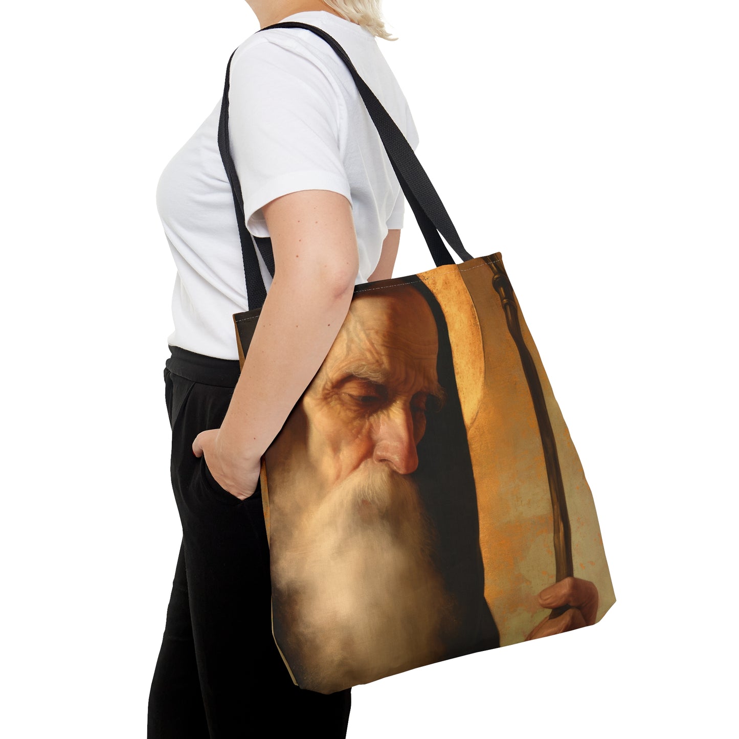 Saint Benedict  - Tote Bag - Large Medium Small Faith Art Bag - Bible Study Faith Purse - Double Sided