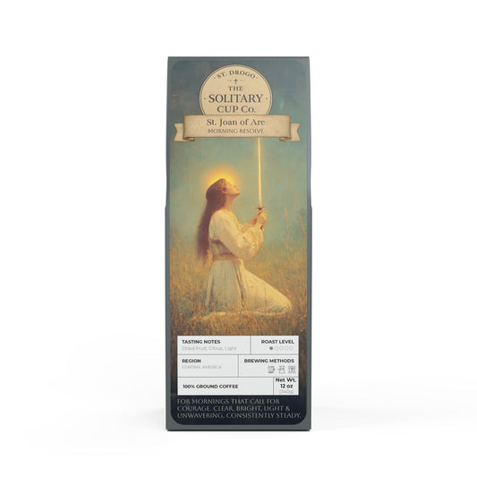 St. Joan of Arc - Morning Resolve (Light Roast) - St. Drogo - The Solitary Cup Co. - Artisan Catholic Saint Inspired Coffee - 12 oz.