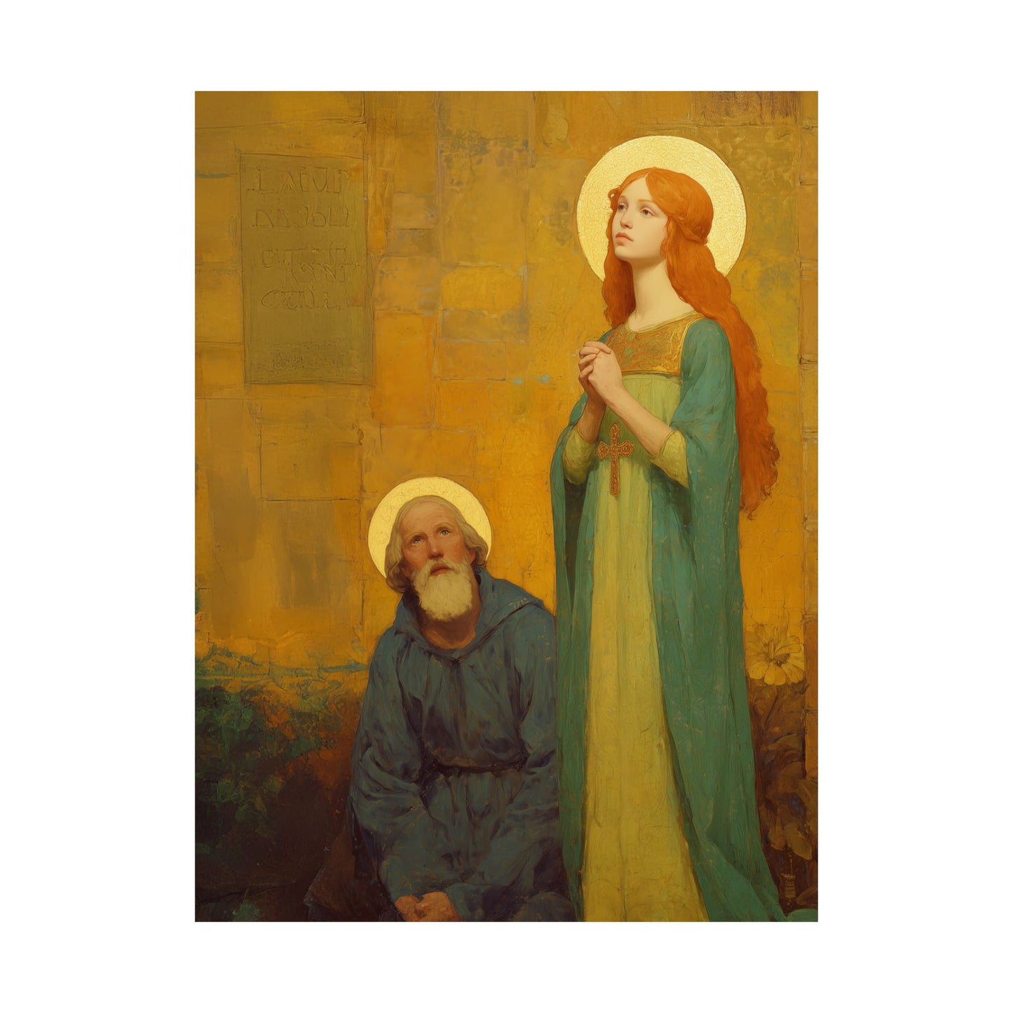 Saints Justina and Cyprian -  Catholic Art - Multiple Sizes - Premium Posters - Catholic Art - Christian Home - Catholic Saint Art