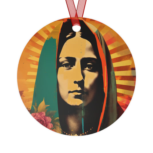 Radiant Guadalupe - Metal Ornament - Religious Holiday Christmas Ornament and Keepsake - Double sided - Our Lady