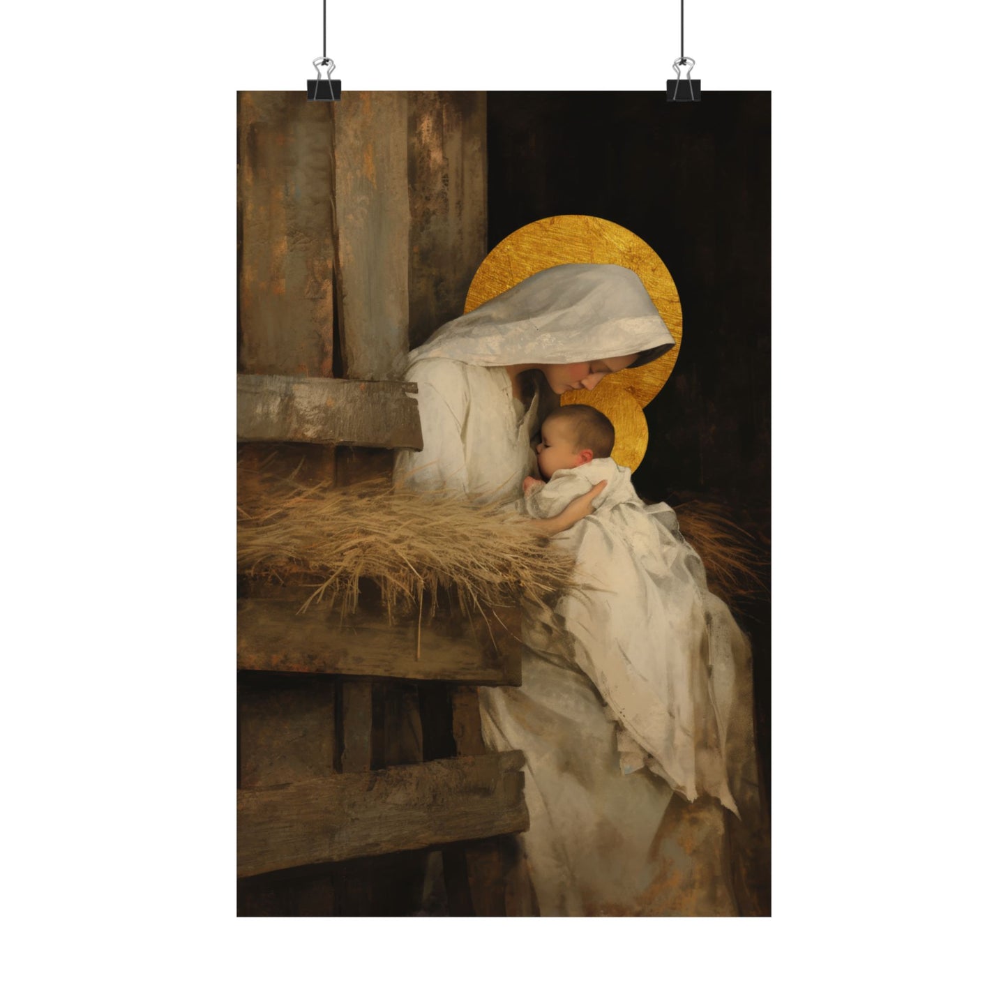 Our Lady of the Manger - Mother Mary and the Christ Child - Sanctified Souls Print - Multiple Sizes - Premium Matte Vertical Posters