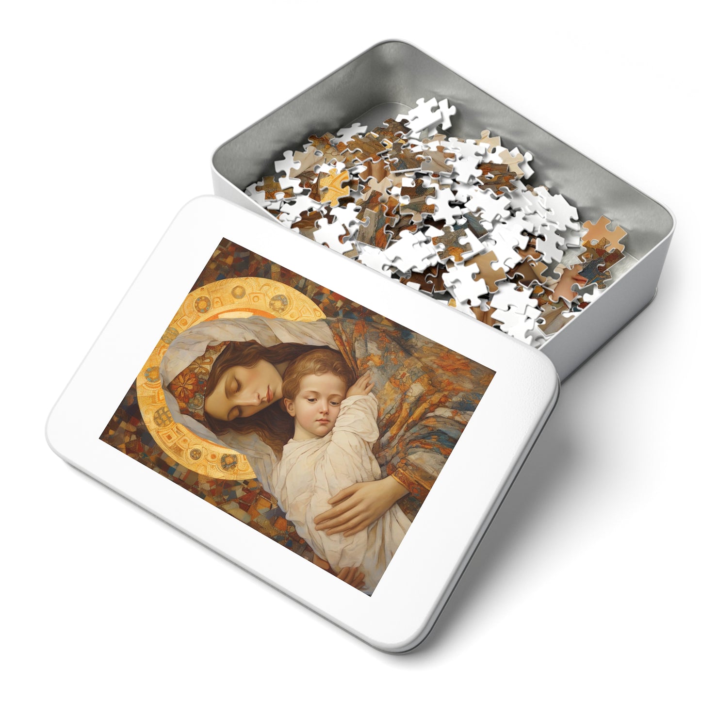 Cradle of Grace - Madonna and the Newborn Christ - Puzzle and Keepsake Tin - Jigsaw Puzzle (30, 110, 252, 500,1000-Piece) - Religious Puzzle