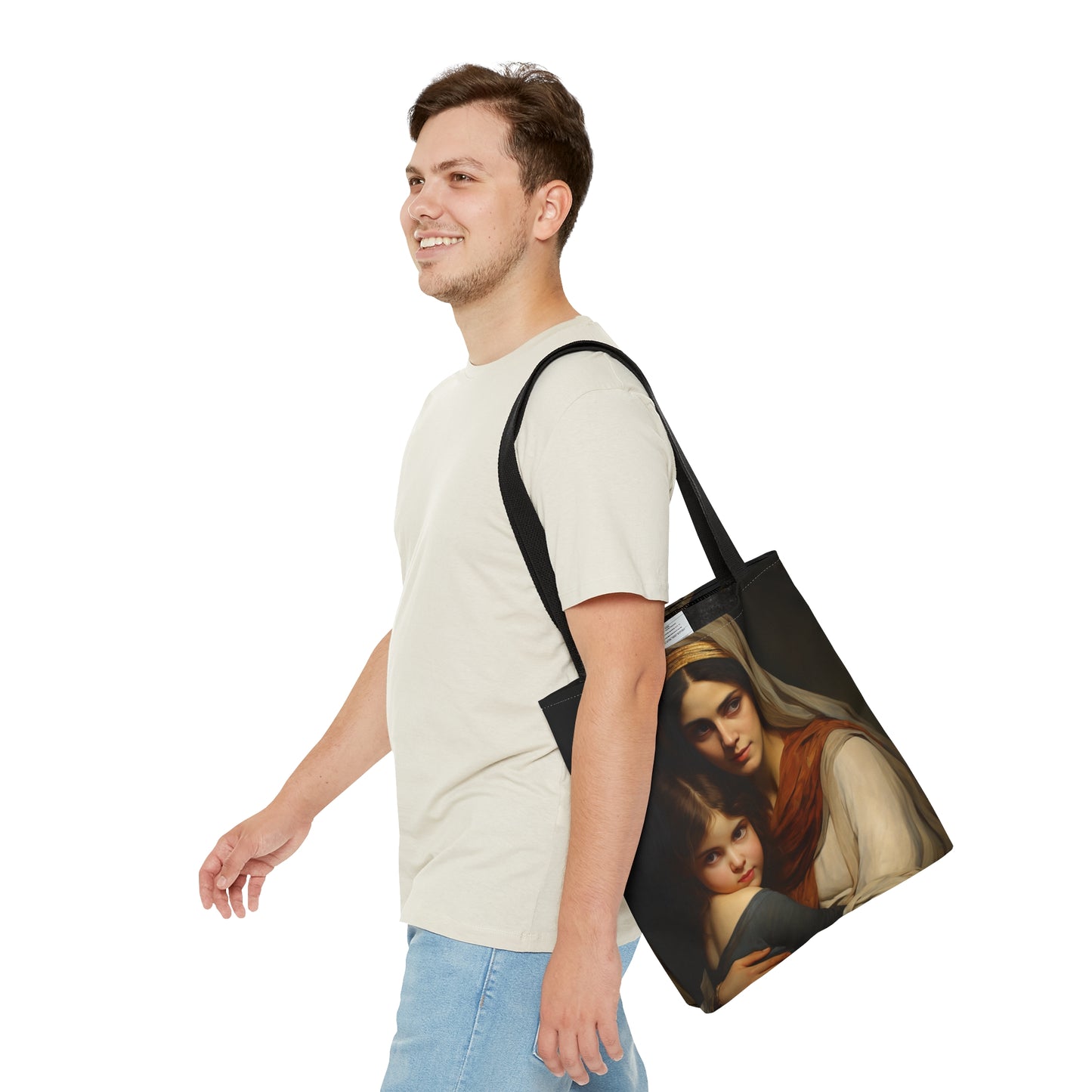 Saint Anne and Young Mother Mary Tote Bag - Large Medium Small Faith Art Bag - Re usable Tote Purse - Double Sided - Catholic Art Bag