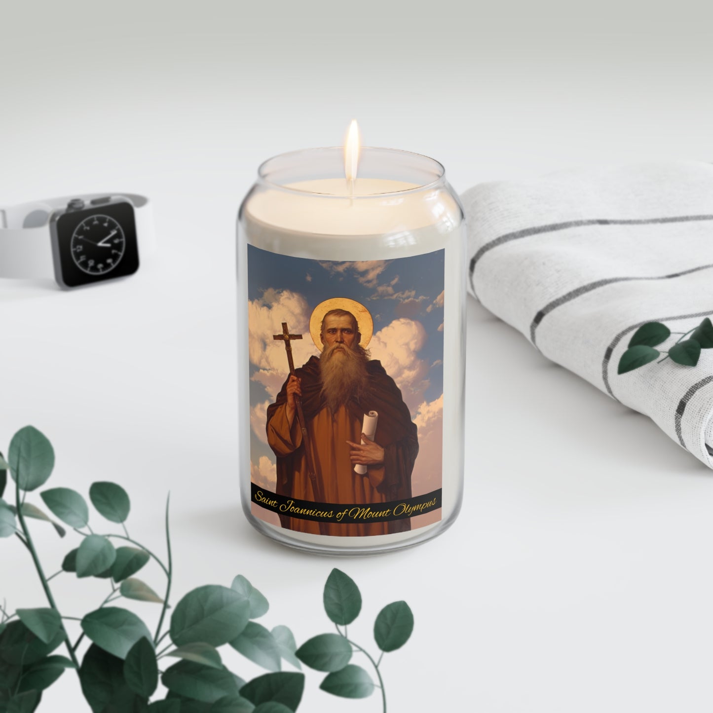 Saint Joannicus the Great / Loannikios of Mount Olympus - Scented Prayer Candle, 13.75oz - Tall Size - Religious Prayer Candle