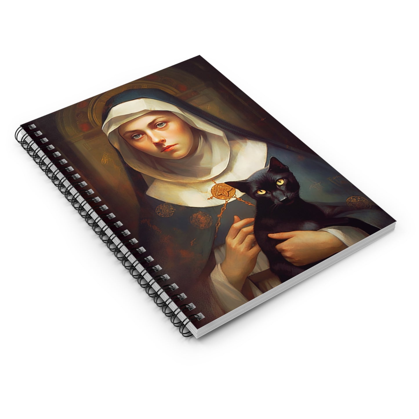 Saint Gertrude Journal - Sanctified Souls Art - Religious Based Notebook - Spiral Notebook - Ruled Line