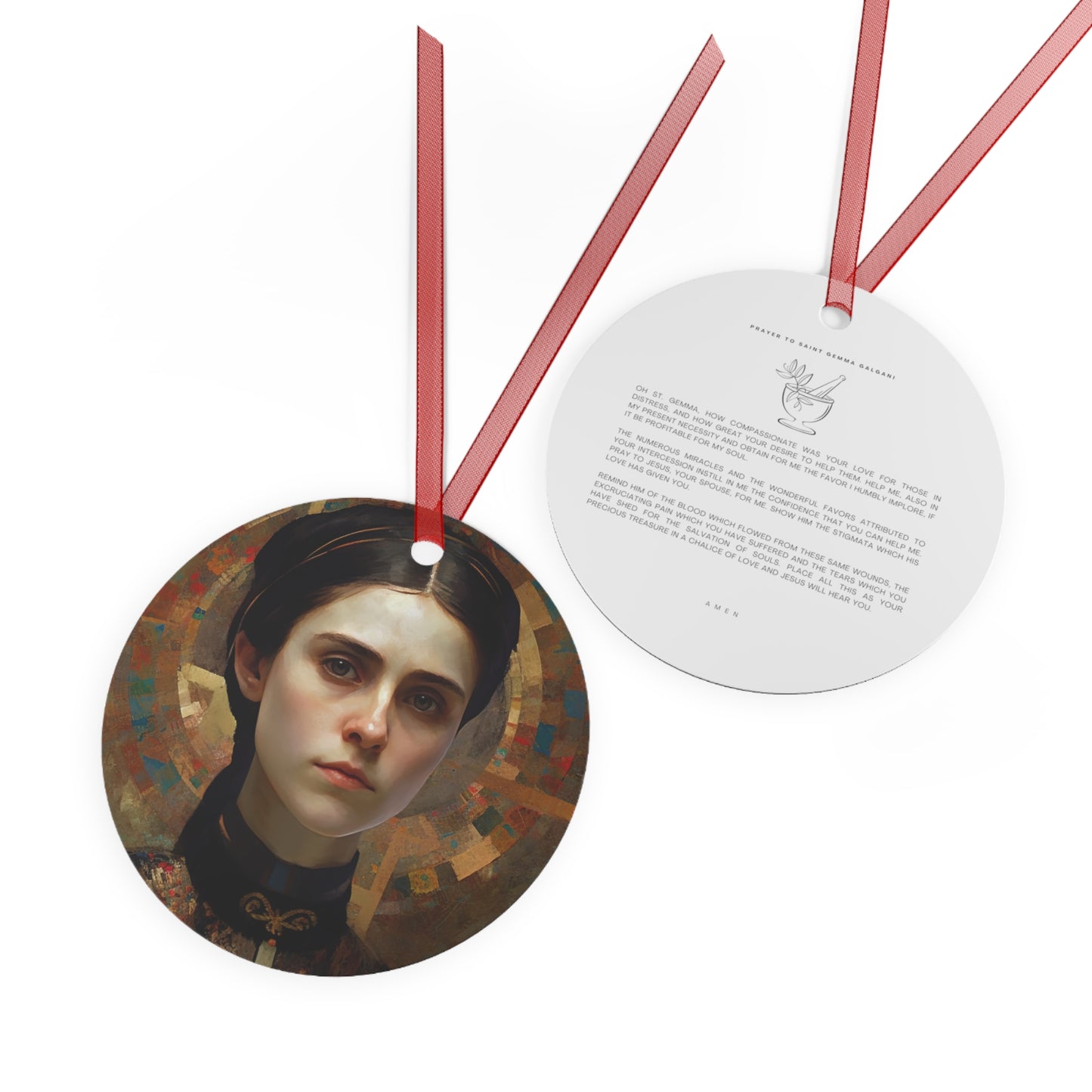 Saint Gemma Galgani Metal Ornament - Religious Holiday Christmas Ornament and Keepsake - Double sided Keepsake Religious Ornament