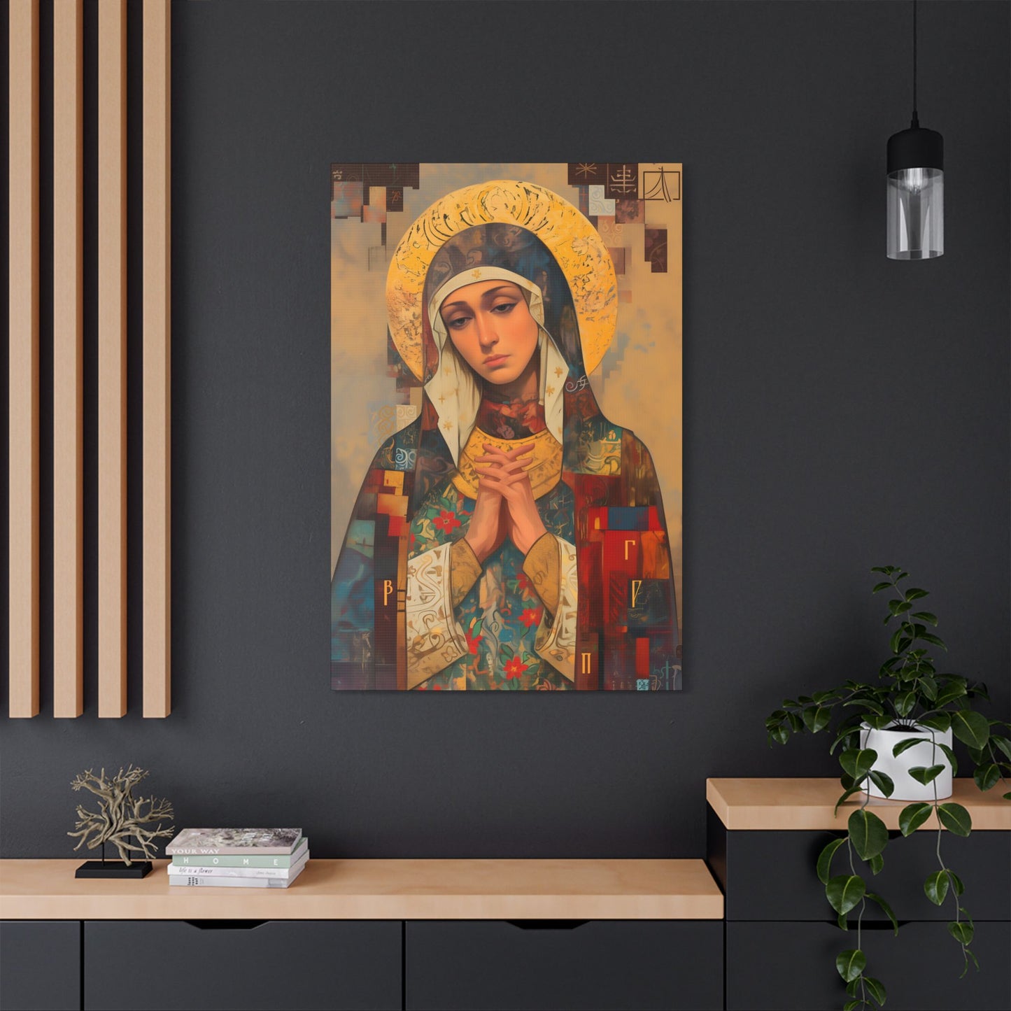 Virgin Mary - Holy Mother of Grace  - Museum Wrapped Canvas - Print - Religious Art for your Home - Catholic art print