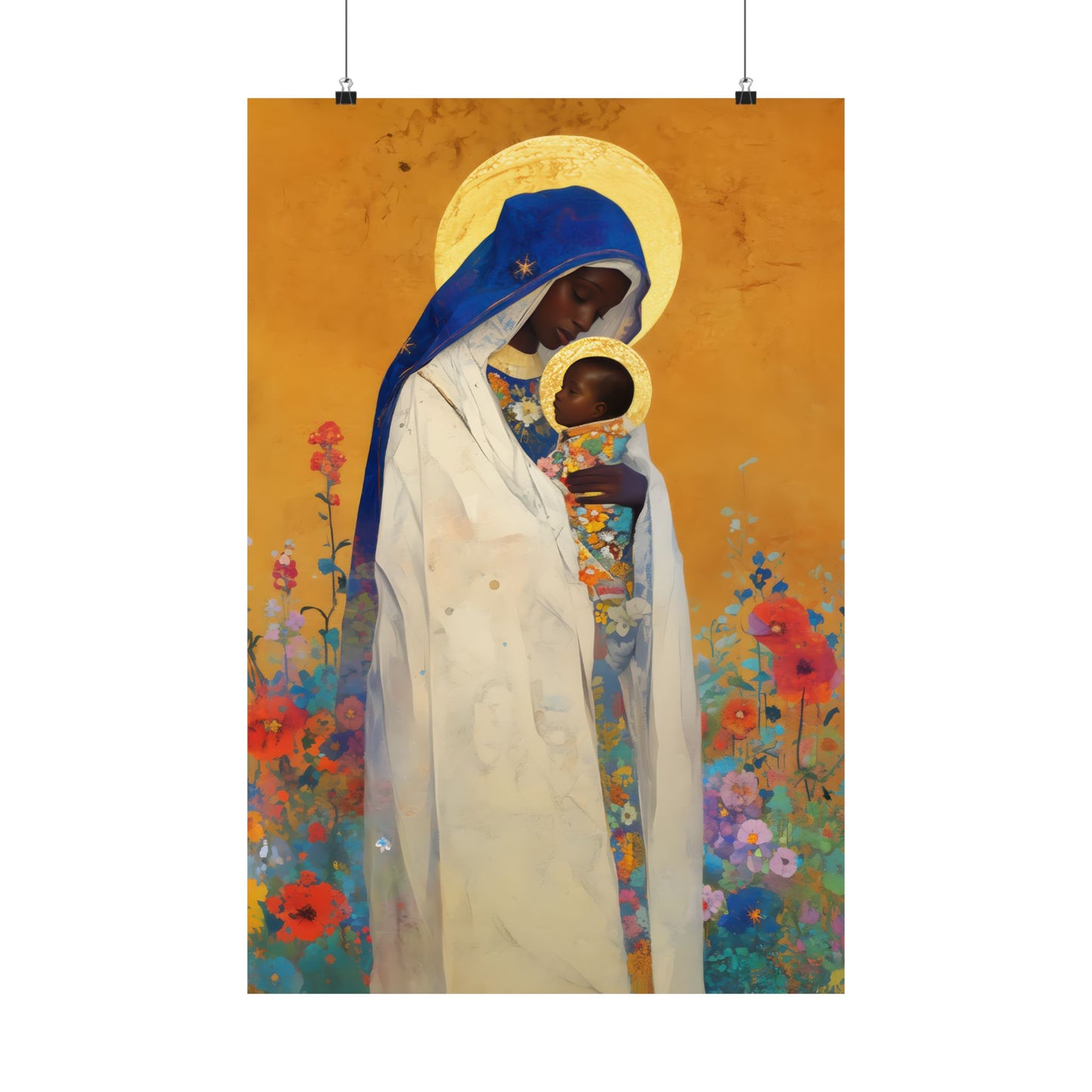 The Divine Embrace- Our Lady of Kibeho's Love - Sanctified Souls Print - Multiple Sizes - Premium Posters - Catholic Art - Christian