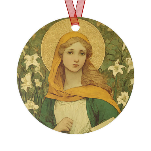 Saint Dymphna Ornament - Religious Holiday Christmas Ornament and Keepsake - Double sided Keepsake