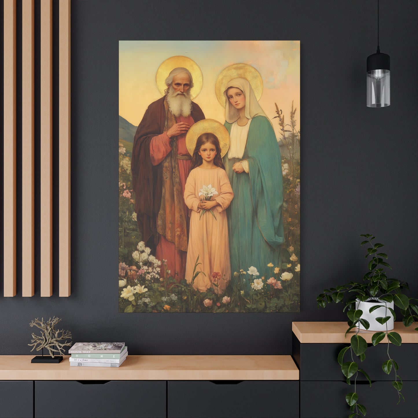 Saints Joachim and Anne with Young Mary - Gallery Wrapped Canvas - Print - Religious Art for your Home - Catholic Art