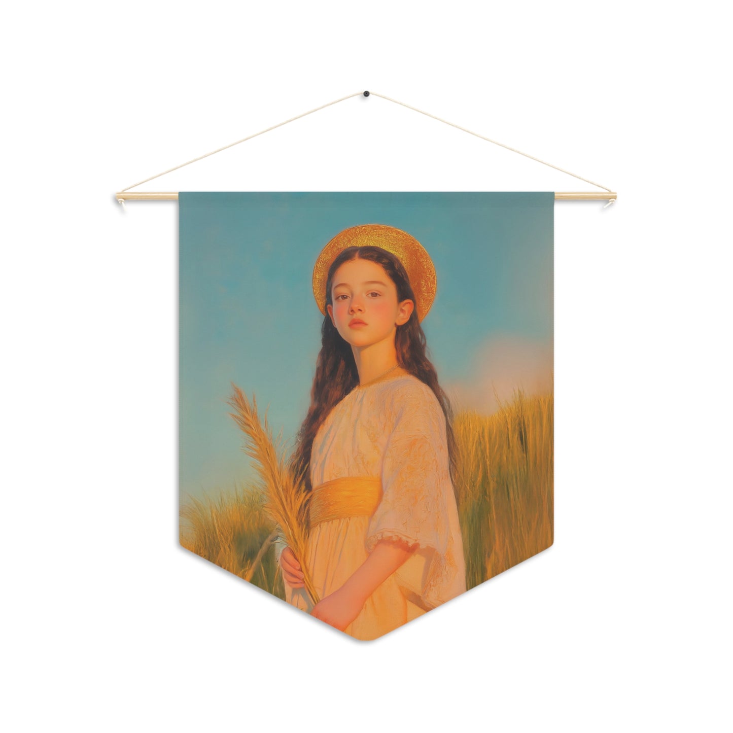 Saint Faith Pennant / Banner / Wall Hanging - Prayer room art - 18" x 21" - Catholic - Large Banner - Gifts for Catholics